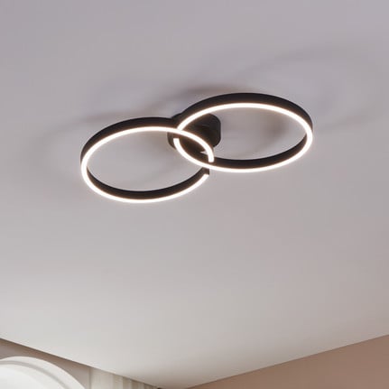 Armandolo LED ceiling lamp, black, length 67 cm, CCT, RGB