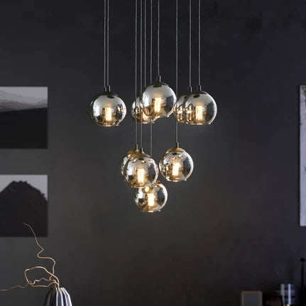 Ariscani hanging light, black, Ø 65 cm, steel/glass, 10-bulb.