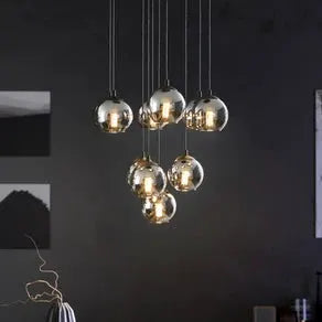Ariscani hanging light, black, Ø 65 cm, steel/glass, 10-bulb.