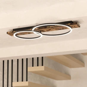LED ceiling lamp Boyal, brown, length 78 cm, wood, 2-bulb.