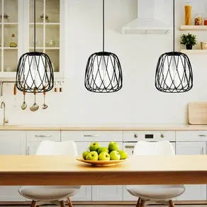 Floresta hanging light, black, length 89 cm, steel/glass, 3-bulb