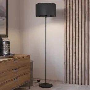 Maserlo floor lamp, black, height 151 cm, fabric/steel