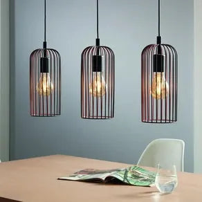 Roccamena hanging light, black/copper-coloured, length 71 cm