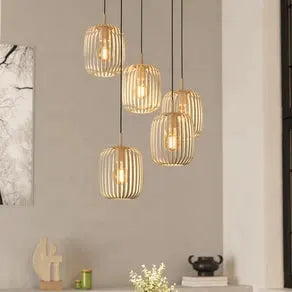 Romazzina hanging light, sand-coloured, steel, Ø 50 cm, 5-bulb.