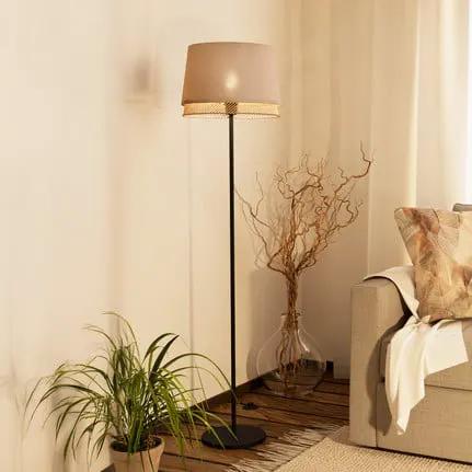 Tabley floor lamp, black/natural colour, height 153 cm, fabric