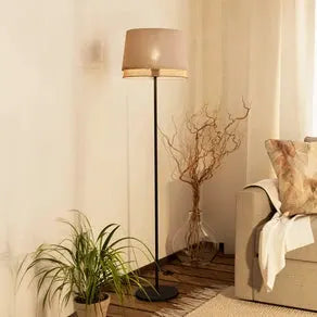 Tabley floor lamp, black/natural colour, height 153 cm, fabric