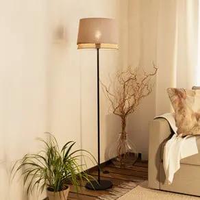 Tabley floor lamp, black/natural colour, height 153 cm, fabric