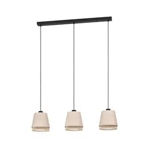 Tabley hanging light, black/natural colour, 89 cm, fabric, 3-bulb.