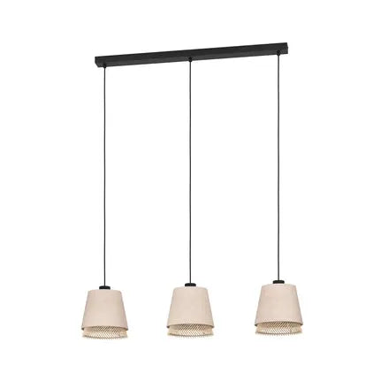 Tabley hanging light, black/natural colour, 89 cm, fabric, 3-bulb.
