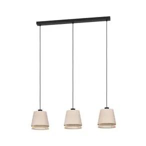 Tabley hanging light, black/natural colour, 89 cm, fabric, 3-bulb.