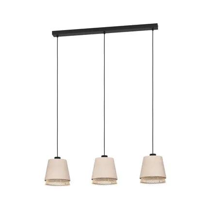 Tabley hanging light, black/natural colour, 89 cm, fabric, 3-bulb.