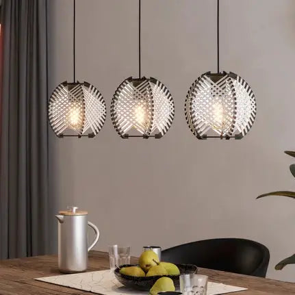 Waverton hanging light, black/white, length 92 cm, steel/fabric