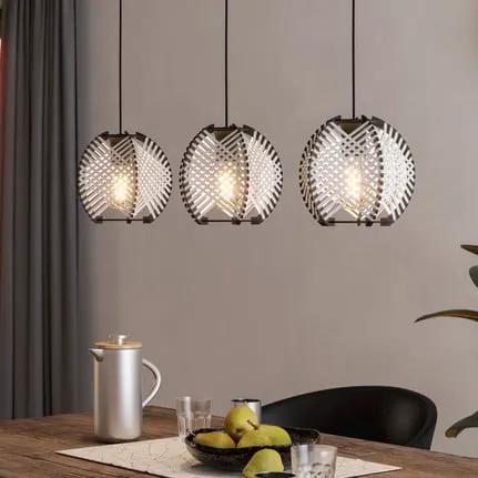 Waverton hanging light, black/white, length 92 cm, steel/fabric