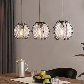 Waverton hanging light, black/white, length 92 cm, steel/fabric