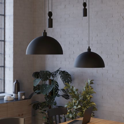 Winkworth hanging light, black, length 118 cm, metal, 2-bulb.