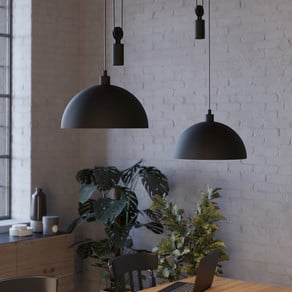 Winkworth hanging light, black, length 118 cm, metal, 2-bulb.