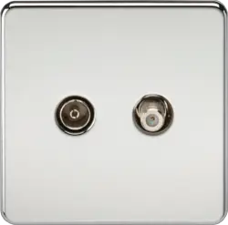ml Polished chrome TV & SAT TV Outlet (Isolated) - Polished Chrome - ml Polished chrome TV & SAT TV Outlet (Isolated) - Polished Chrome