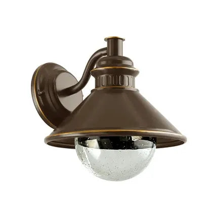 Albacete outdoor wall light, brown/copper, Ø 26 cm, metal