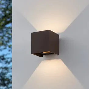 Calpino 3 LED outdoor wall lamp, rust-coloured, width 10 cm, 2-bulb
