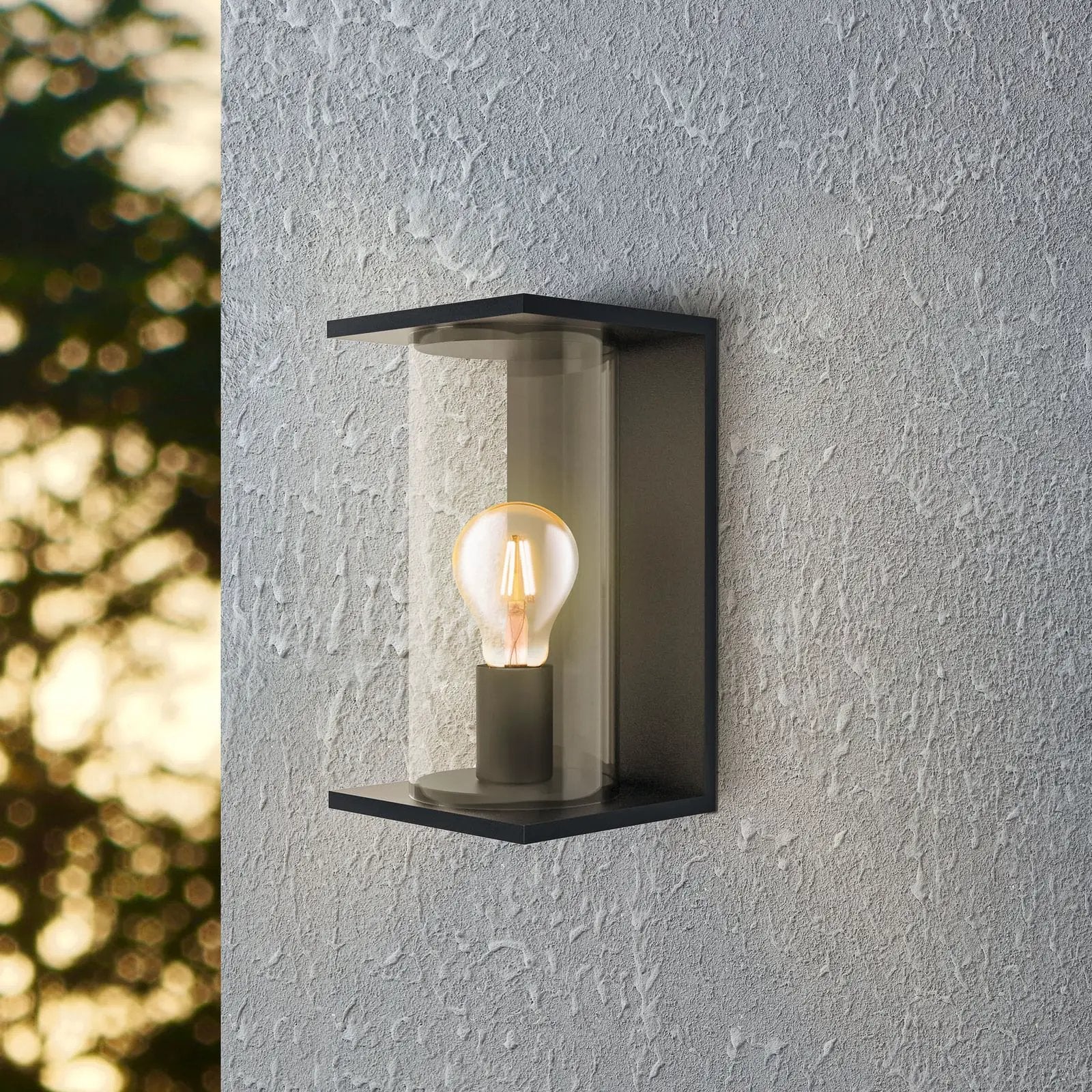 Cascinetta outdoor wall lamp, width 17 cm, black, metal