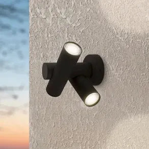 Fossignano LED wall lamp, height 25 cm, black, metal, 2-bulb