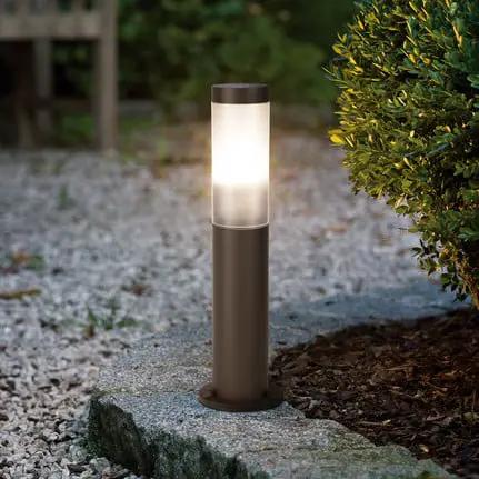Helsinki pillar light, rust brown, height 45 cm, stainless steel, sensor