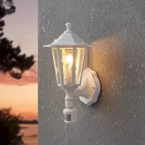 Laterna 5 outdoor wall lamp, white, height 36 cm, metal, sensor