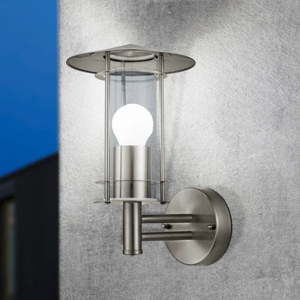 Lisio outdoor wall lamp, stainless steel finish, height 30 cm, stainless steel