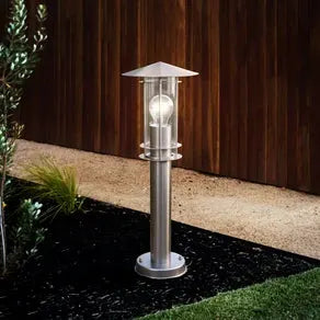 Lisio pillar light, stainless steel finish, height 50 cm, stainless steel