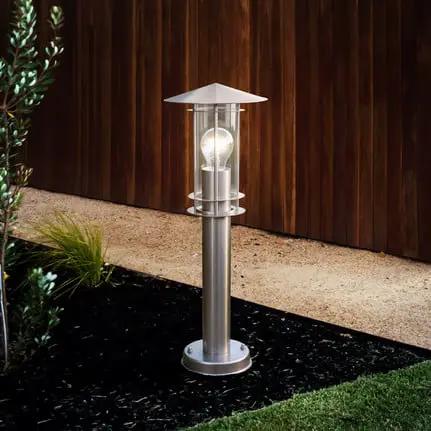 Lisio pillar light, stainless steel finish, height 50 cm, stainless steel