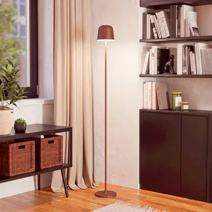 Mannera-L LED rechargeable patio lamp, rust-coloured, height 140 cm