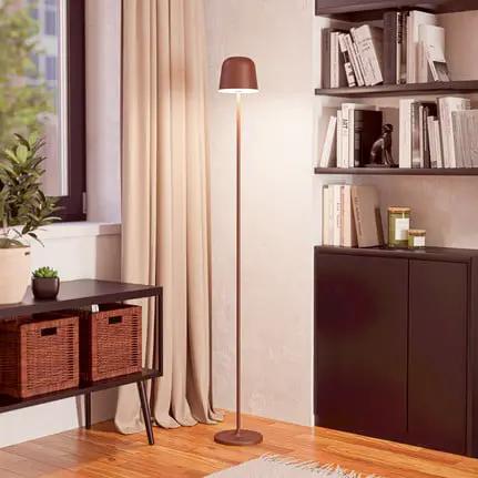 Mannera-L LED rechargeable patio lamp, rust-coloured, height 140 cm