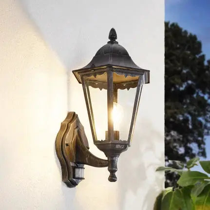 Navedo outdoor wall lamp, black/silver, height 42 cm, sensor