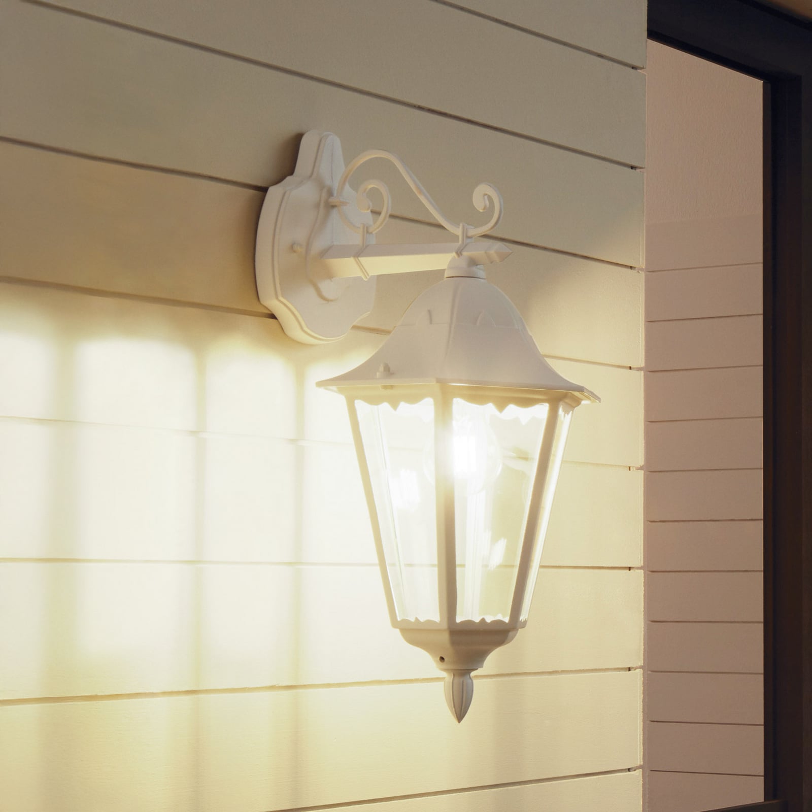 Navedo outdoor wall lamp, white, height 47 cm, metal, downward-facing