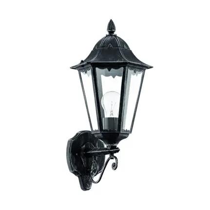 Navedo outdoor wall lamp, black/silver, height 47 cm, upward-facing