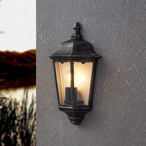 Navedo outdoor wall lamp, black/silver, height 43 cm, flush-mounted