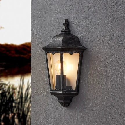 Navedo outdoor wall lamp, black/silver, height 43 cm, flush-mounted