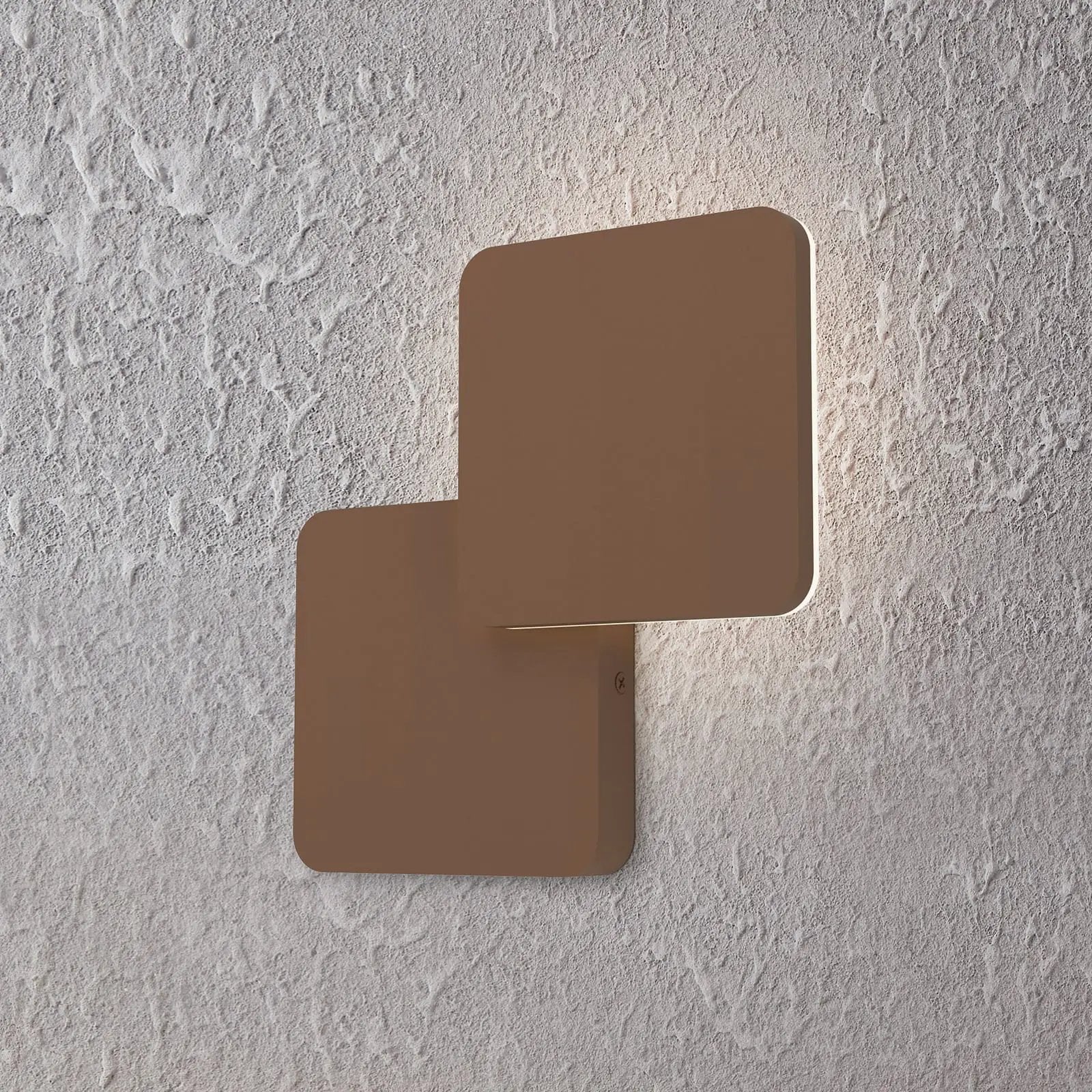 Pedersano LED outdoor wall lamp, rust-coloured, length 14 cm, metal