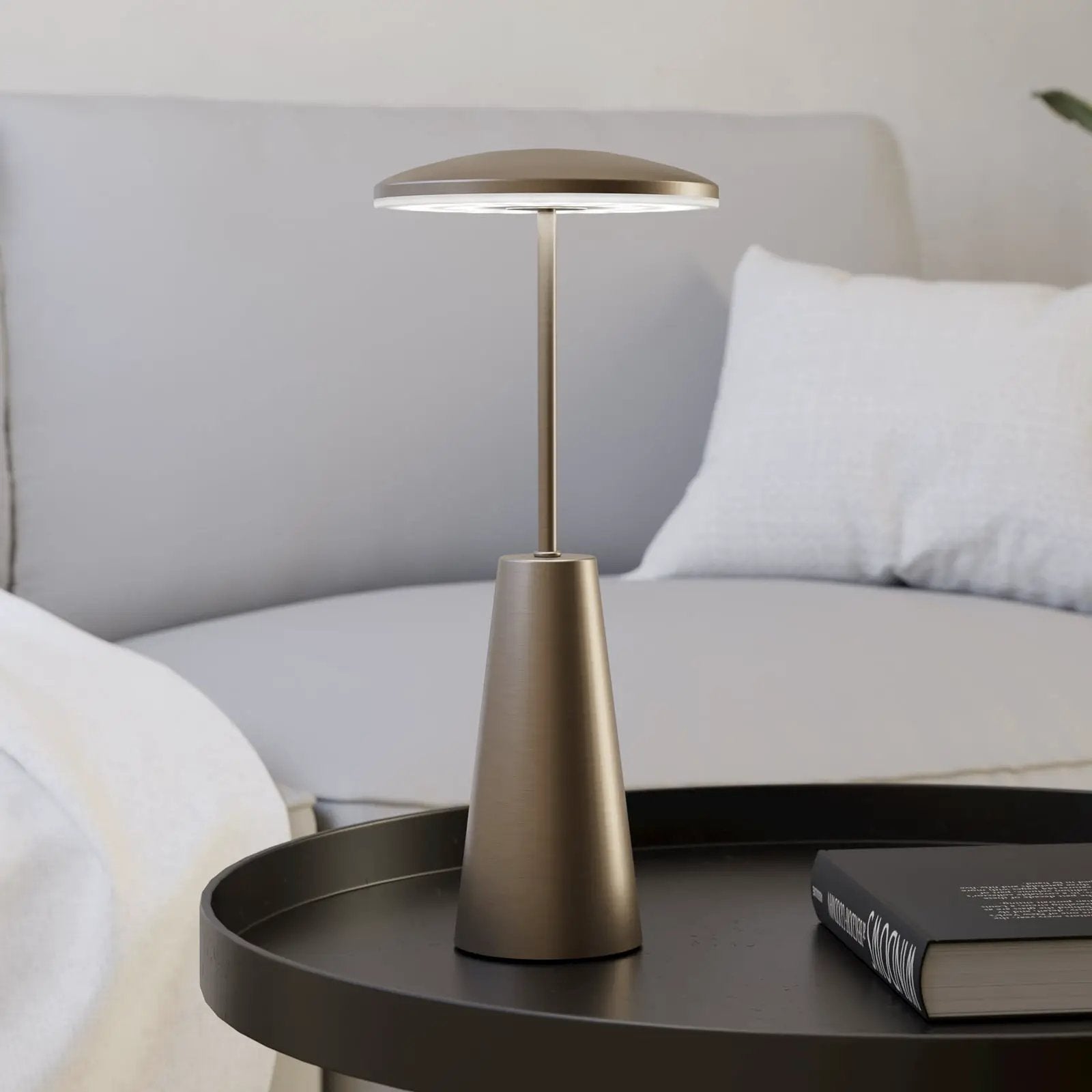 Piccola LED rechargeable torch, bronze-coloured, height 28 cm, IP54