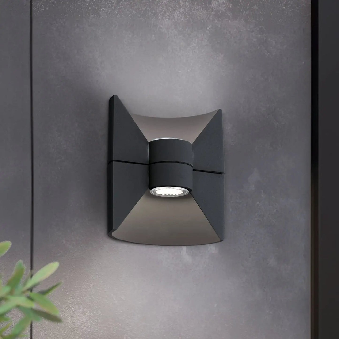 Redondo LED outdoor wall lamp, anthracite, height 17 cm, 2-bulb