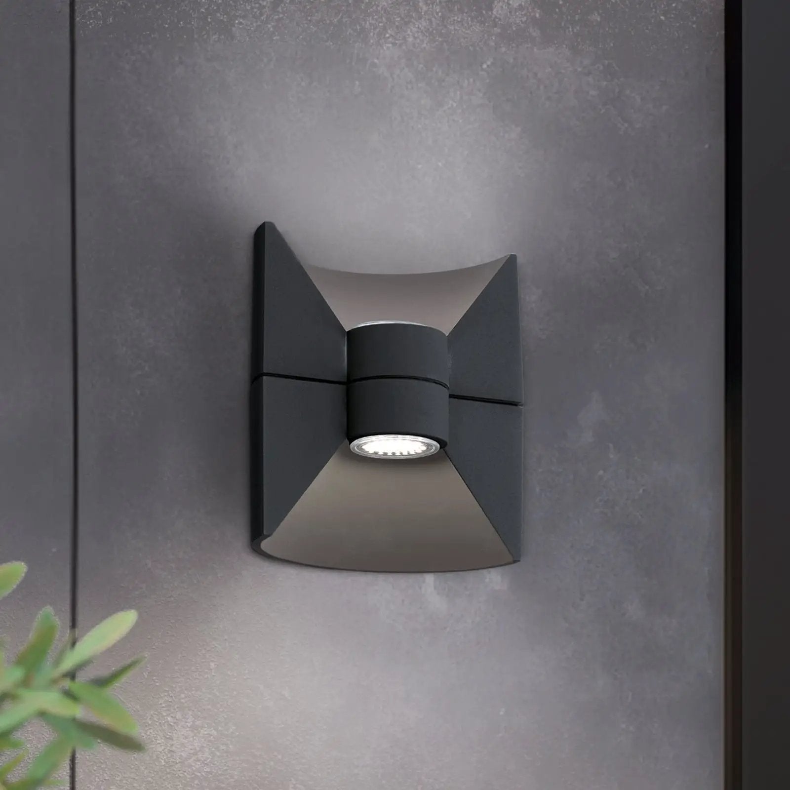 Redondo LED outdoor wall lamp, anthracite, height 17 cm, 2-bulb