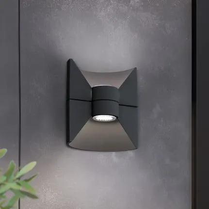 Redondo LED outdoor wall lamp, anthracite, height 17 cm, 2-bulb
