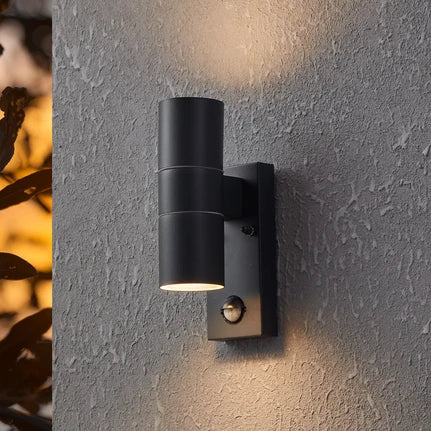 Riga 5 wall lamp, anthracite, 21 cm metal sensor, 2-bulb
