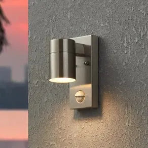 Riga 5 wall lamp, stainless steel finish, 16 cm stainless steel sensor