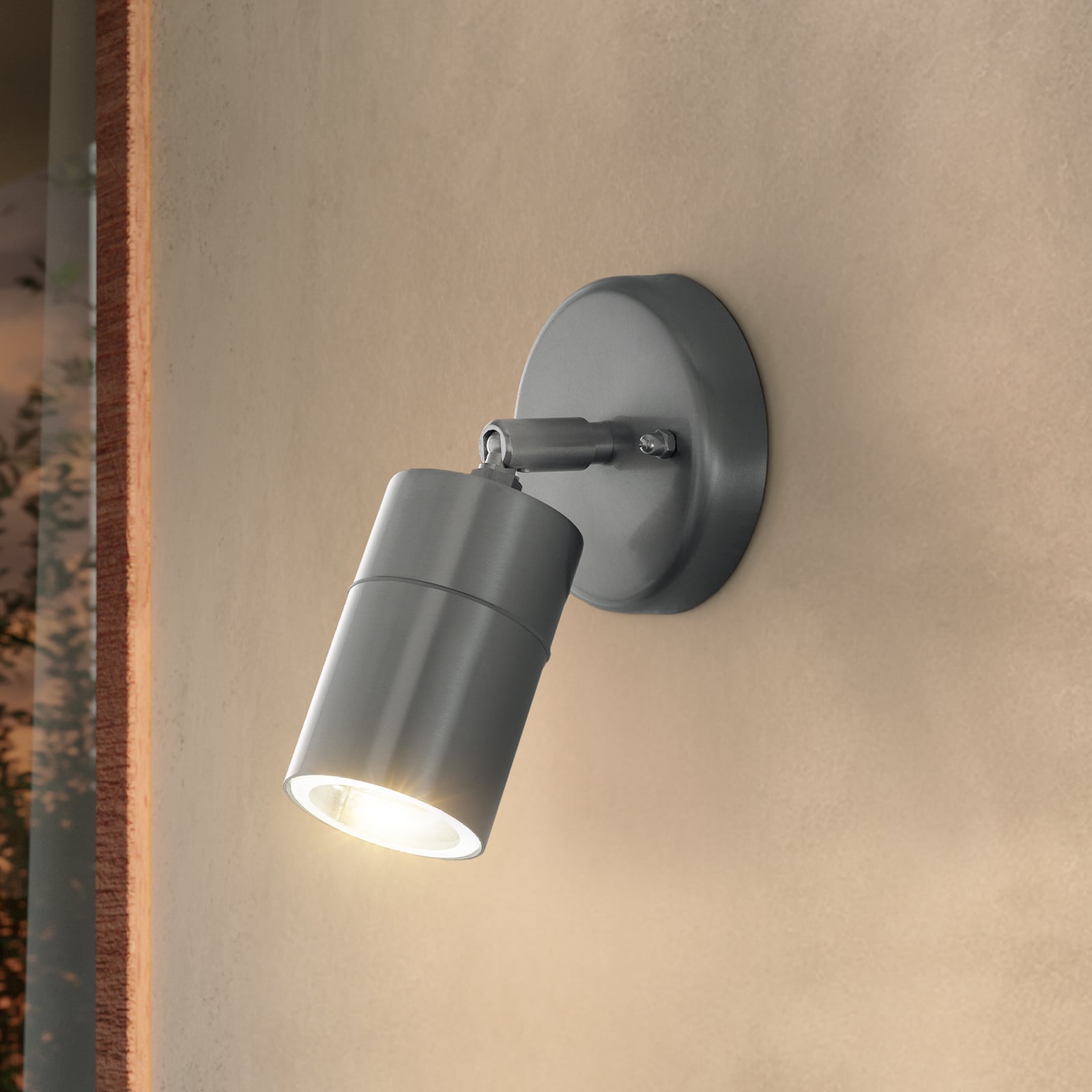 Stockholm outdoor spotlight, steel-coloured, 10 cm projection