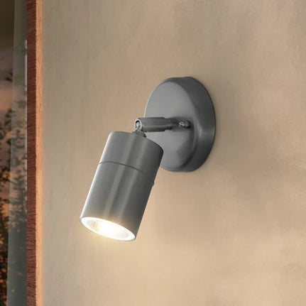 Stockholm outdoor spotlight, steel-coloured, 10 cm projection
