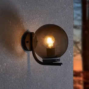 Taverna outdoor wall light, black/brown, projection 27 cm