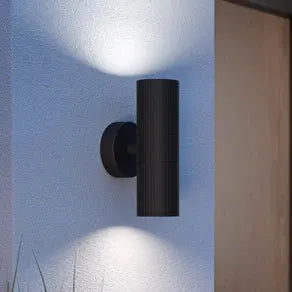Tomelloso outdoor wall lamp, black, height 20 cm, metal, 2-bulb