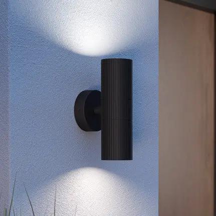 Tomelloso outdoor wall lamp, black, height 20 cm, metal, 2-bulb