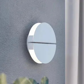 Vascella LED outdoor wall lamp, white, Ø 18 cm, metal
